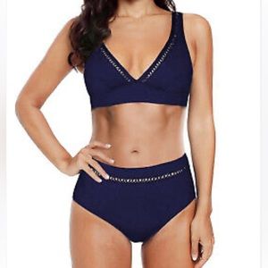 Womens Red Cut-Out Plus Size L Swimwear Two Piece Bikini Swimmers